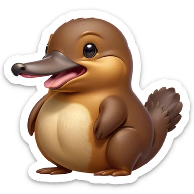 Cinematic Cute Yawning Platypus Portrait Emoji, Head tilted slightly with a dramatic, wide-open yawn, showcasing a soft, textured brown fur with a relaxed duckbill and droopy eyes in drowsy contentment, Simplified yet irresistibly adorable features, highly detailed, glowing with a soft, cozy glow, high shine, relaxed yet expressive, stylized with a touch of quirky charm, bright and endearing, soft glowing outline, capturing the essence of a sleepy yet affectionate platypus, so drowsy it feels like it could float out of the screen and curl up for a nap! sticker