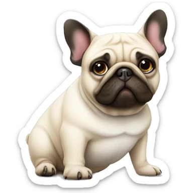 Fat pug and a fat white French bulldog sticker