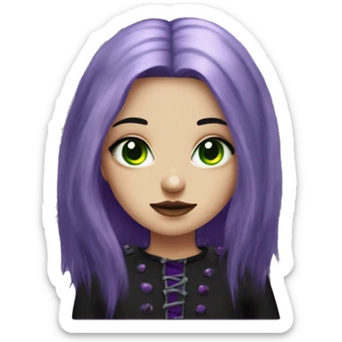 purple haired green eyed gothic girli sticker