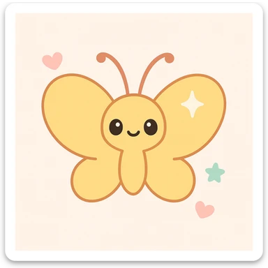 yellow butterfly with shine, cute and charming style sticker