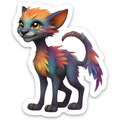 Colorful vernid fantasy creature LiLaiRa Kamirah Falvie whiskers paws full body sticker