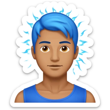 A man with no shirt and oura surrounding him like goku sticker