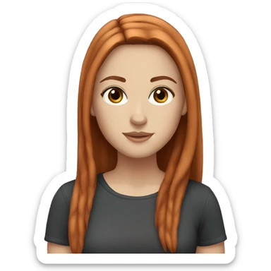 White girl auburn straight hair with brown eyes sticker