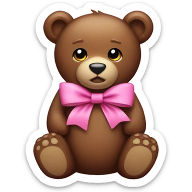 Bear emoji with pink bow sticker
