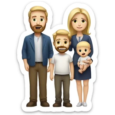 a family, with a mother with blonde hair, a white-skinned father with a brown beard and a Jewish baby. sticker