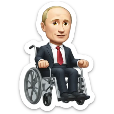 Small vladimir putin wheelchair holding fresh meat cube sticker