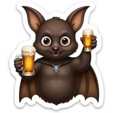 bat drinking beer sticker