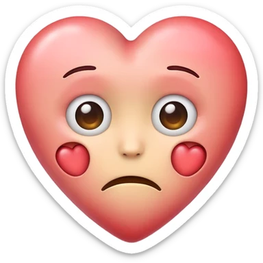 simple apple style emoji heart colored to reflect boredom and depression but still light-hearted and soft sticker