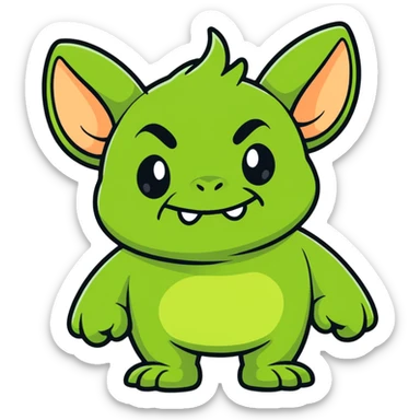 Shrek, green ogre with big ears, friendly expression, cartoon style sticker