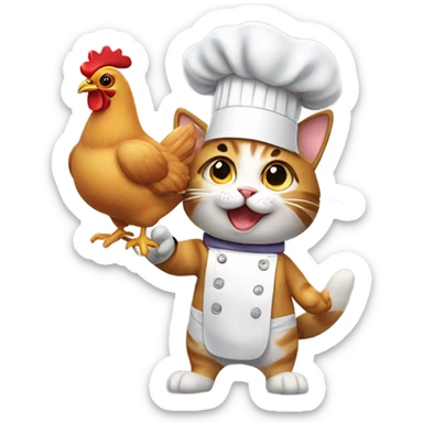 Cat chef with chicken wing  sticker