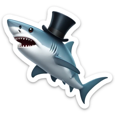 Shark with a top hat sticker
