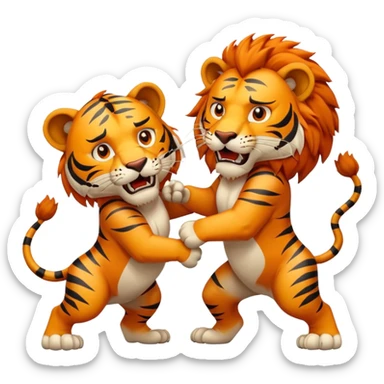 brutal fight between one lion and one tiger  sticker