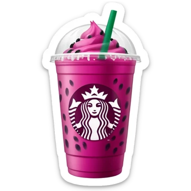 Starbucks dark pink dragonfruit refresher. white opaque lid. starbucks logo. sticker