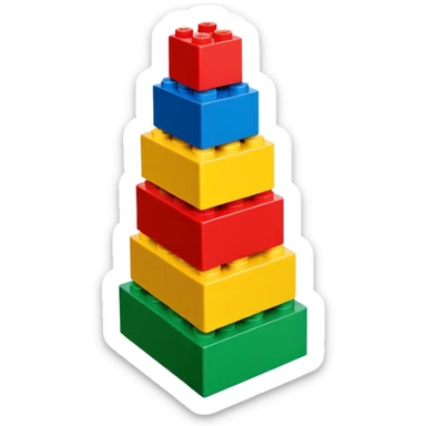 6 to 7 stacked lego blocks, various colors, bright and clear shapes sticker