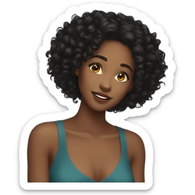 Beautiful teenage black woman with long black curls sticker