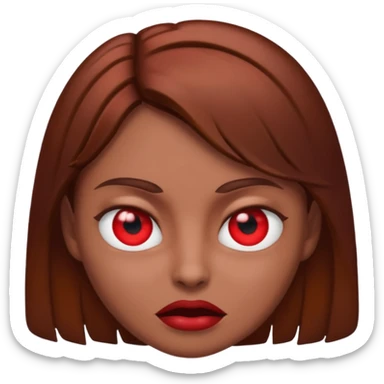 RED EYES, EVIL EMOJI, KILLER EYES, BROWN HAIR sticker