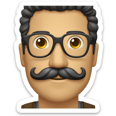 Señor con mostacho nariz y gafas con grandes pestañas. El señor es negro sticker