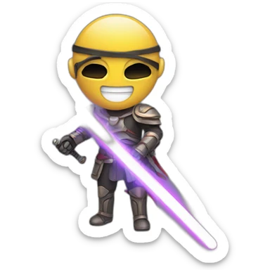 smile emoticon with a laser sword sticker