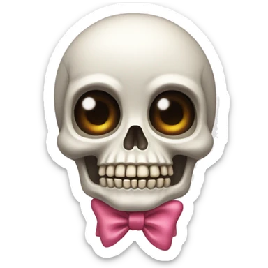Cute skeleton head with bow sticker