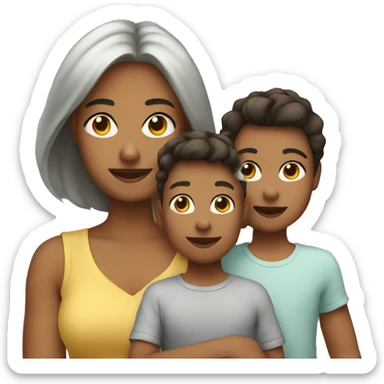 Mom with son and daughter  sticker