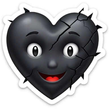 A combination of a broken heart and a smile and a black heart and regret. sticker