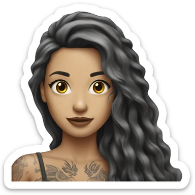 tattooed woman very attractive long hair sticker