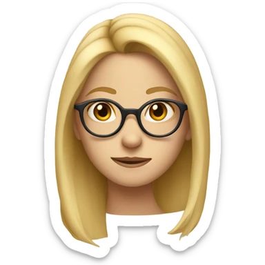 girl, long blonde hair, glasses, pointy nose sticker