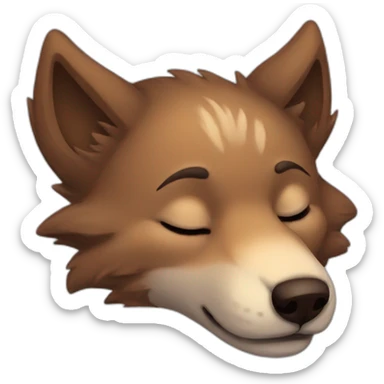 Brown cute Wolf furry sleeping sticker