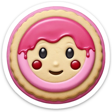 Sugar cookie with pink frosting and jam￼ sticker