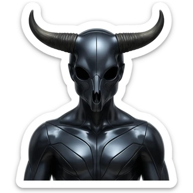 Shiny Dark Edgy  Inteleon-Amaura-Fakémon-hybrid-creature (full body) with a horned animal-skull-mask sticker