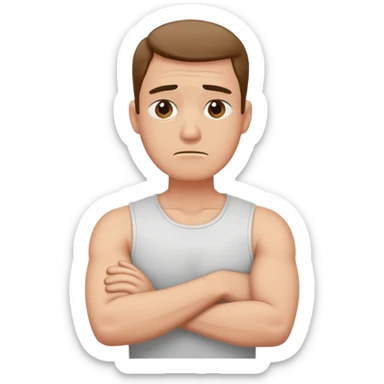 Arms crossed hold neck annoyed guy sticker