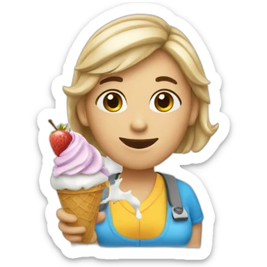 Customer service agent eating ice cream sticker