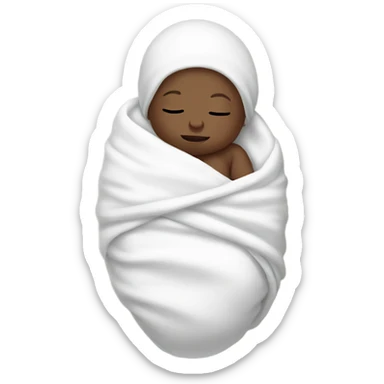 Sleeping light black baby with white swaddle sticker