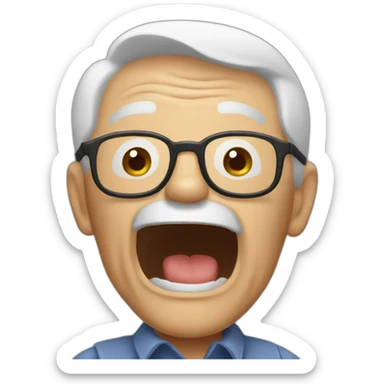 old man yelling with arm up sticker