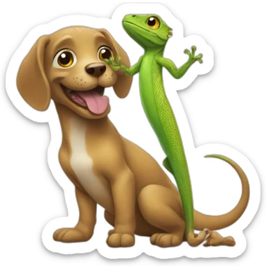 Lizard playing with dog sticker