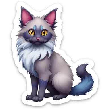 Colorful exotic Fantasy-Ragdoll-Fakémon-Lykoi-feline-hybrid (full body) sticker