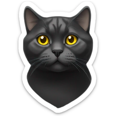 british shorthair cat in the Color black smoke with yellow eyes sticker