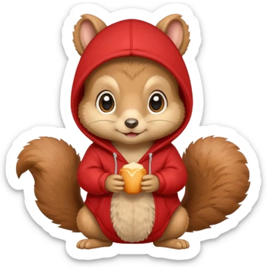 baby squirrel wear red hoodie sticker