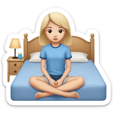 Jeune fille ado assise sur  un lit sticker