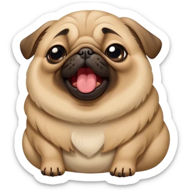 Cinematic Cute Yawning Fawn Pug Portrait Emoji, Head tilted slightly with a dramatic, wide-open yawn, showcasing a soft fawn coat with a velvety texture, floppy ears slightly drooping, round dark eyes barely open in drowsy contentment, Simplified yet irresistibly adorable features, highly detailed, glowing with a soft, cozy glow, high shine, relaxed yet expressive, stylized with a touch of whimsy, bright and endearing, soft glowing outline, capturing the essence of a sleepy yet affectionate companion, so drowsy it feels like it could stretch out of the screen and curl up for a nap! sticker