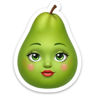 Green pear with face and makeup and face piercings sticker