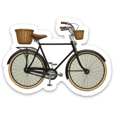  vintage black bike with front basket  sticker