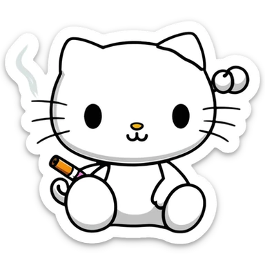 Hello kitty smoking sticker