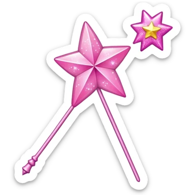 Fairy wand  pink with glitte sticker