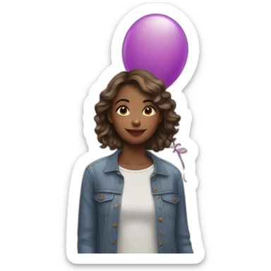 girl with balloons sticker