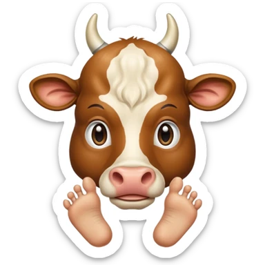 Cabeza de planeta Saturno con cuerpo de vaca y pies de humano sticker