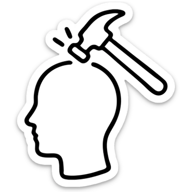 head with a hammer hitting it outlined icon sticker