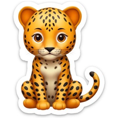 leopardo sentado emoji, tierno y claro sticker