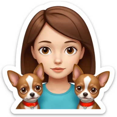 girl with mid-short brown hair and 2 chihuahuas sticker