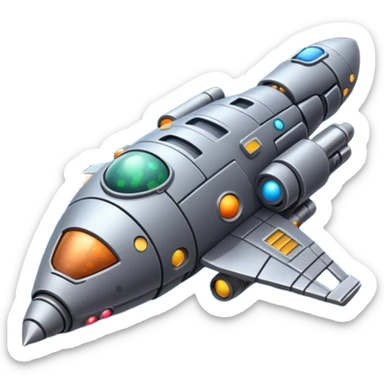 A spaceship an image of deep space, with planets stars an a galaxy, in a distopian future. sticker